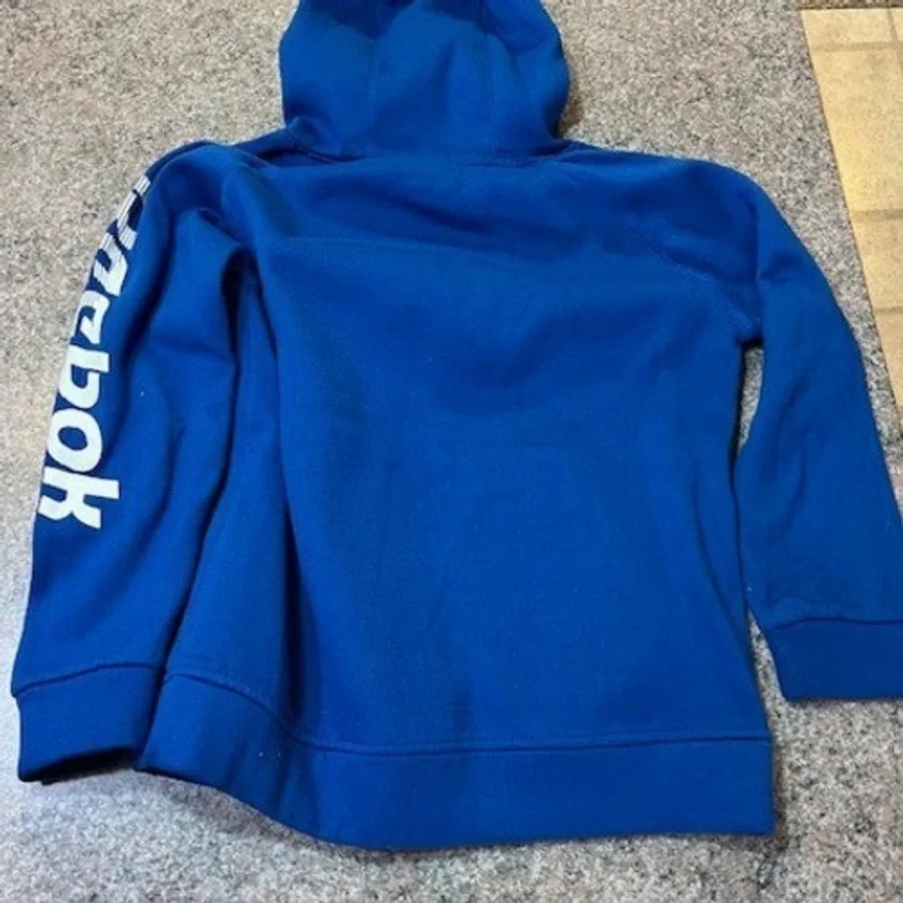 Reebok Boys Blue Pullover Hoodie Athletic Sweatshirt Logo Graphic Kids MD 10/12